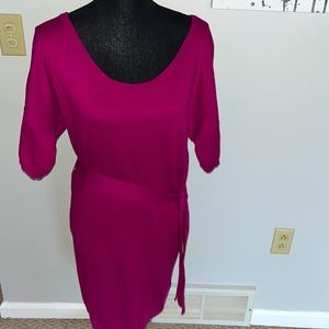 Juicy Couture sweater dress/tunic in fuchsia pink with belt 3/4 sleeves